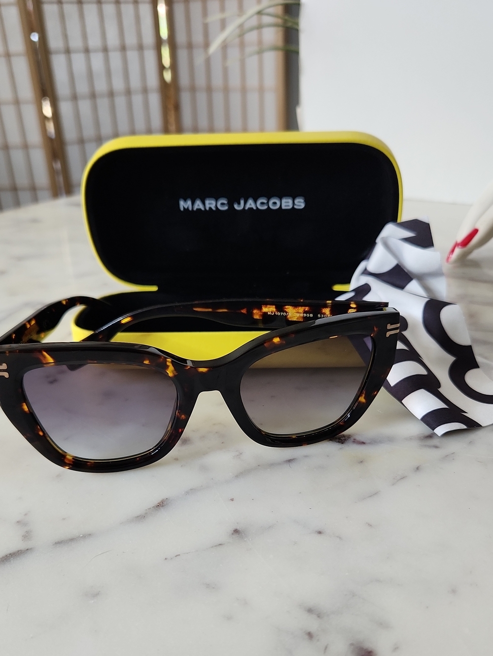 Marc Jacobs Havana Tortoiseshell Cat-Eye Grey Lenses Sunglasses